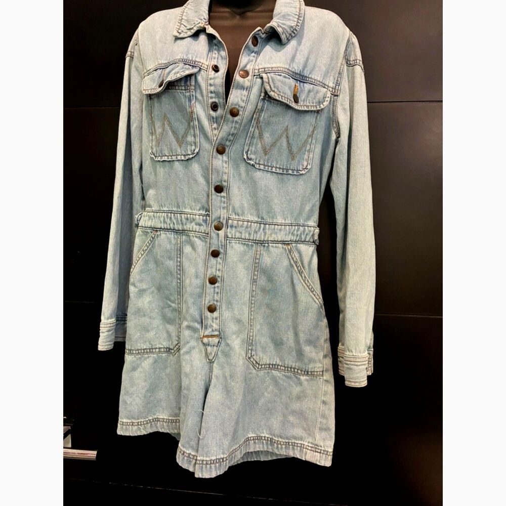 Vintage Denim Coverall Jumpsuit shorts Wrangler w snap buttons Retro